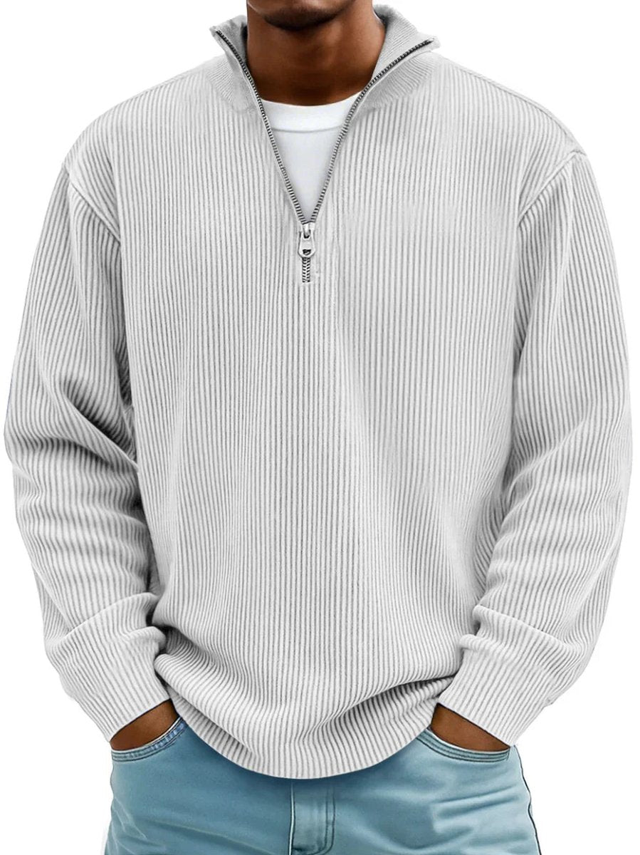Simon Ribbed Quarter-Zip Mock Neck Sweater