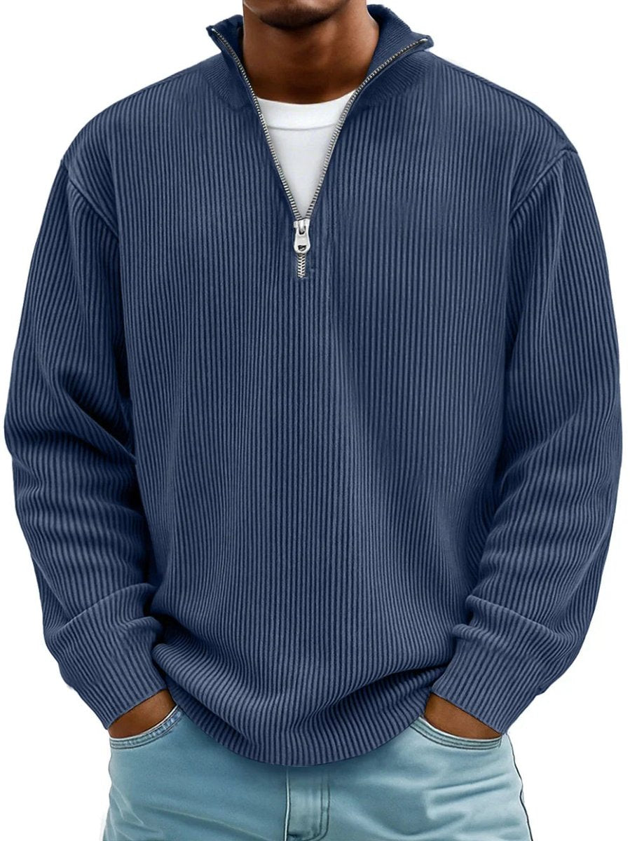 Simon Ribbed Quarter-Zip Mock Neck Sweater