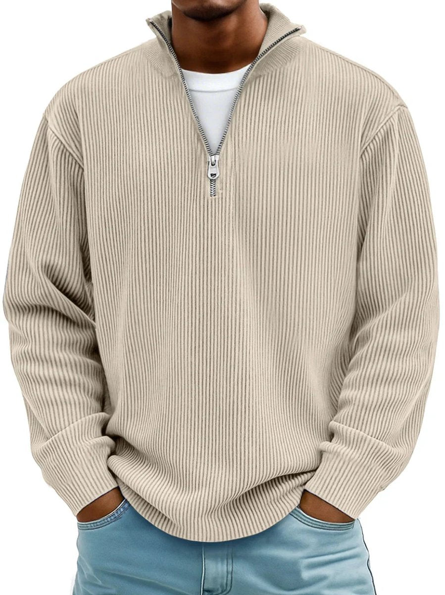 Simon Ribbed Quarter-Zip Mock Neck Sweater