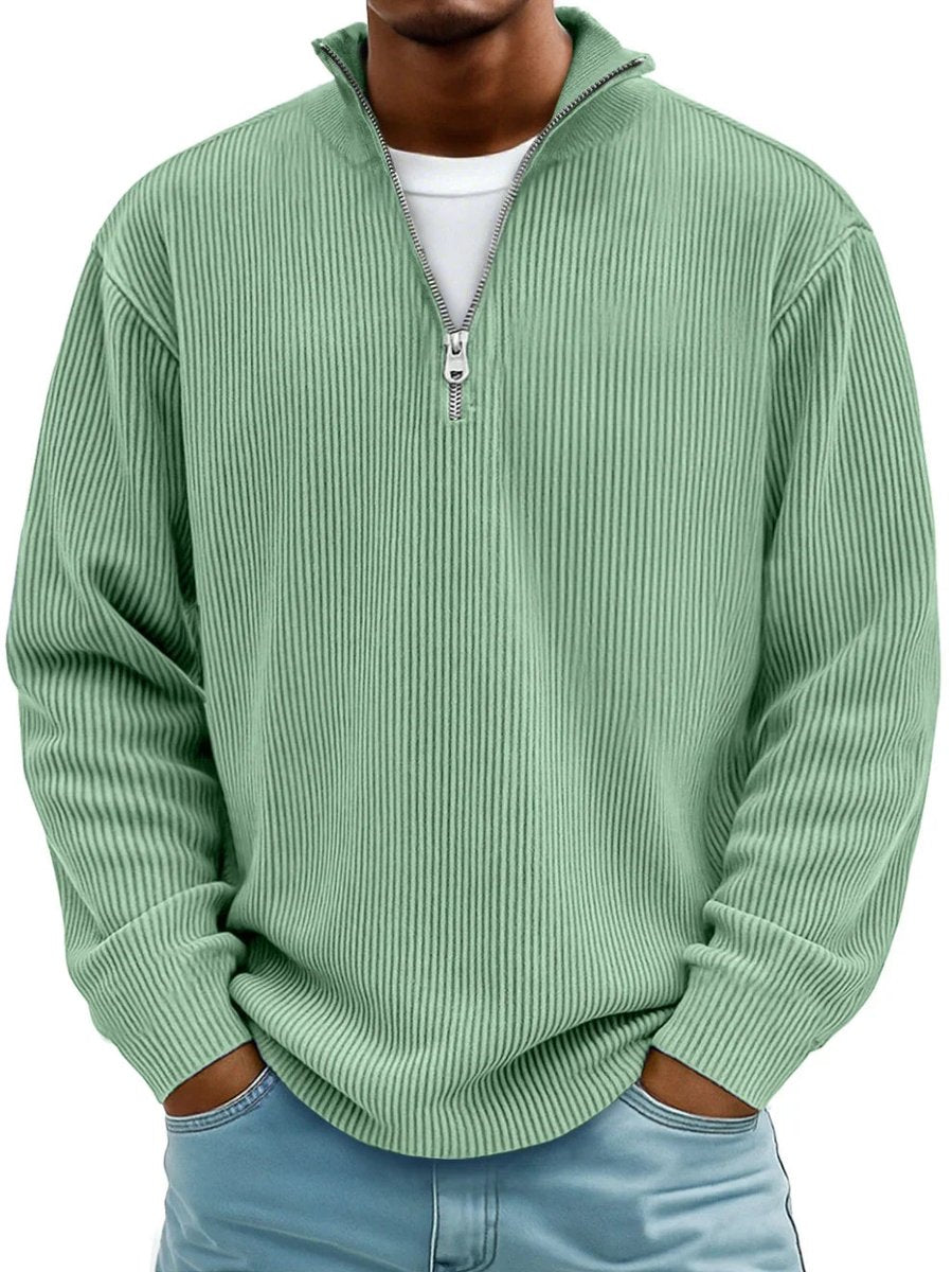 Simon Ribbed Quarter-Zip Mock Neck Sweater