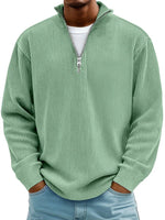 Simon Ribbed Quarter-Zip Mock Neck Sweater