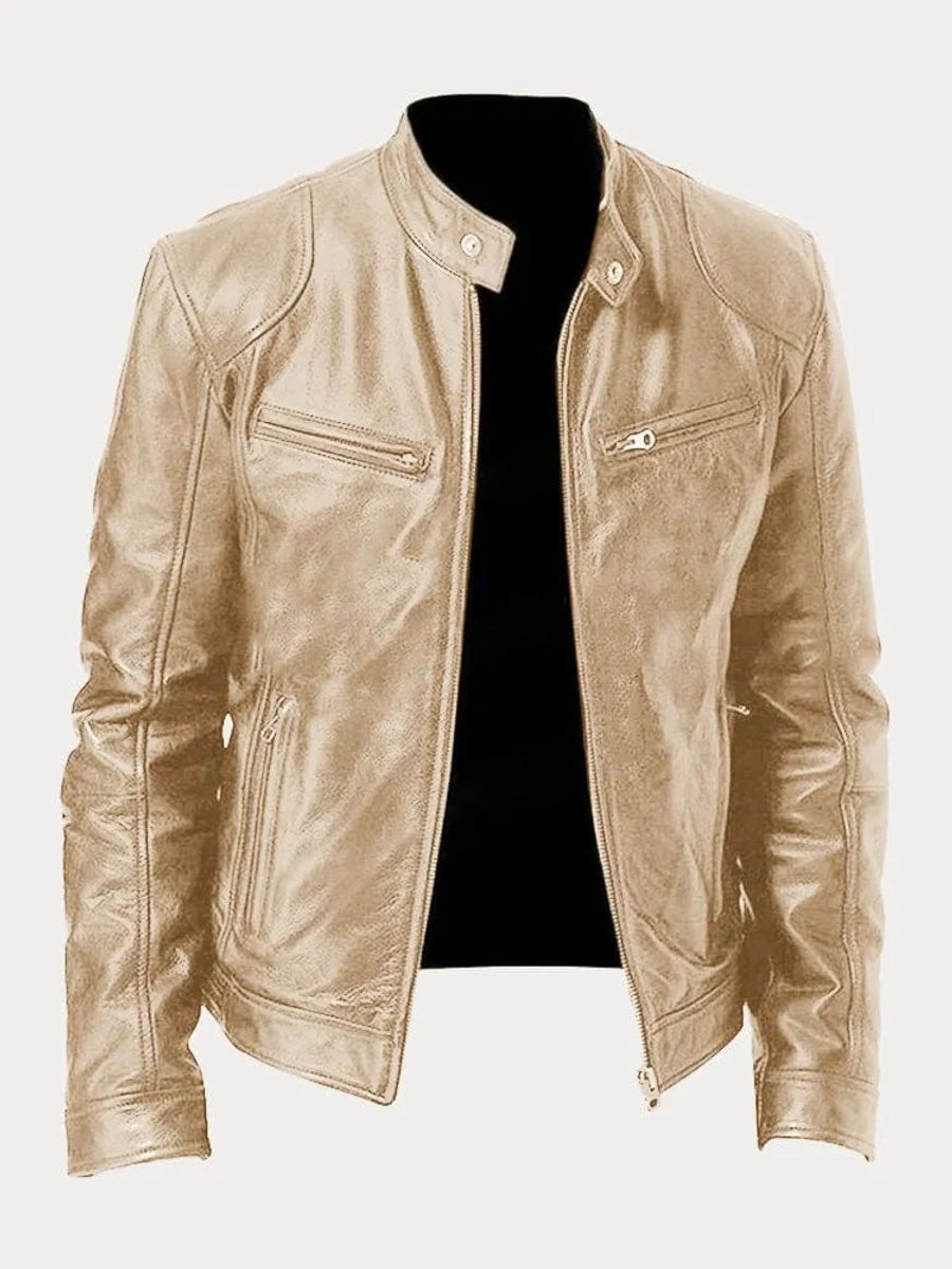 Felix Slim-Fit Faux Leather Biker Quilted Jacket