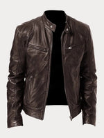 Felix Slim-Fit Faux Leather Biker Quilted Jacket