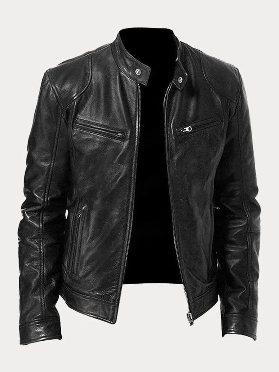 Felix Slim-Fit Faux Leather Biker Quilted Jacket