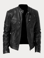 Felix Slim-Fit Faux Leather Biker Quilted Jacket