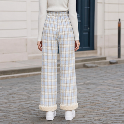 Blythe checked wide leg trousers, back view