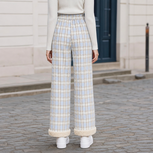 Blythe checked wide leg trousers, back view