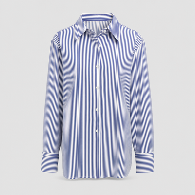 Tarrant striped cotton shirt in blue stripe, product shot