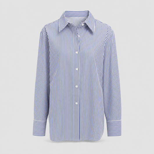 Tarrant striped cotton shirt in blue stripe, product shot