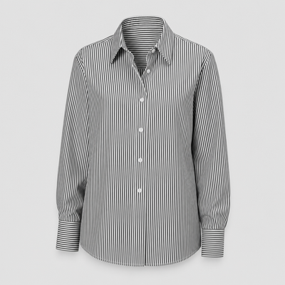 Tarrant striped cotton shirt in black stripe, product shot