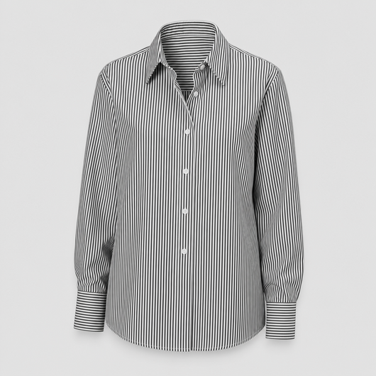 Tarrant striped cotton shirt in black stripe, product shot