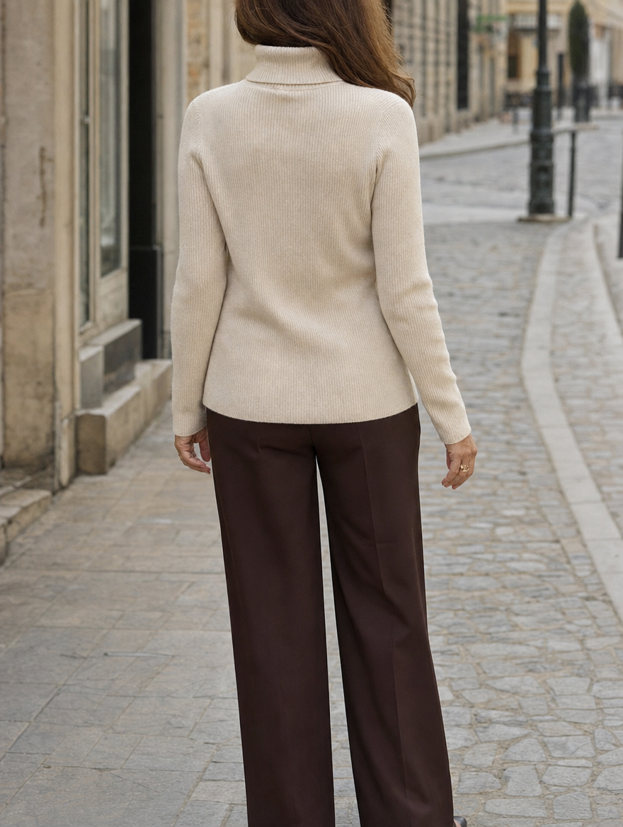 Penrose fine knit turtleneck, back view