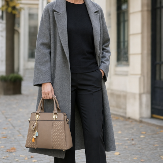Woman carrying the Highworth Top Handle Bag