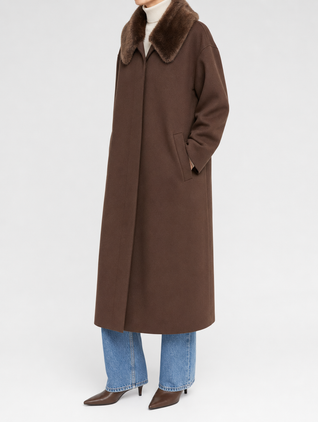 Harlyn Fur Collar Wool Coat