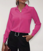 Stefanie Tailored Button-Front Office Blouse