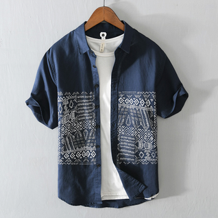 Santori Linen Short-Sleeve Shirt - Lightweight, Breathable Everyday Wear