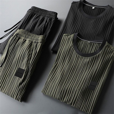 Harbor Cotton-Blend Short-Sleeve Jogger Set - Cozy Comfort for Everyday Wear