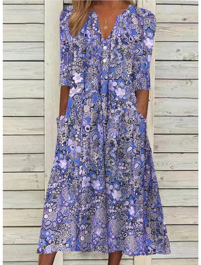 Floral Button-Down Maxi Dress – Elegant Dress | Serafina