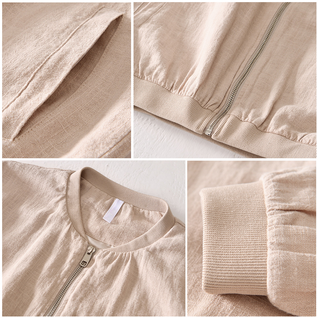 Gellini Linen-Cotton Blend Zip-Up Jacket
