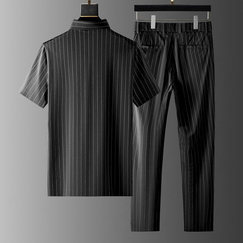 Valero Striped Short-Sleeve Shirt and Straight-Leg Trousers Set