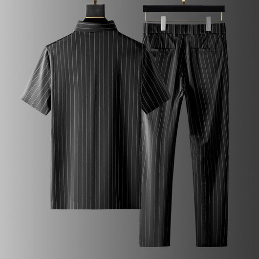 Valero Striped Short-Sleeve Shirt and Straight-Leg Trousers Set