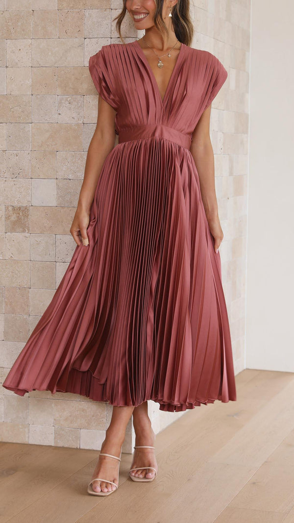 Tie Front Pleated Midi Dress – Casual Summer Dress | Juliette