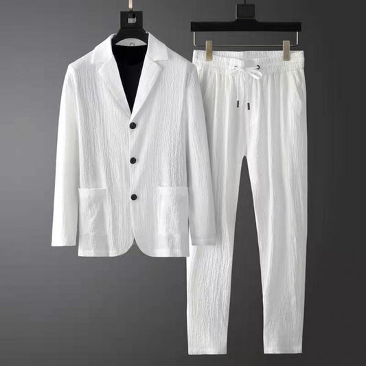 Hudson Men's Polyester Leisure Blazer and Pants Set – Casual Comfort, Weekend Ready