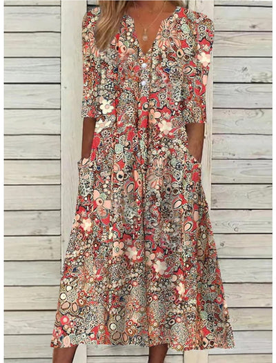 Floral Button-Down Maxi Dress – Elegant Dress | Serafina