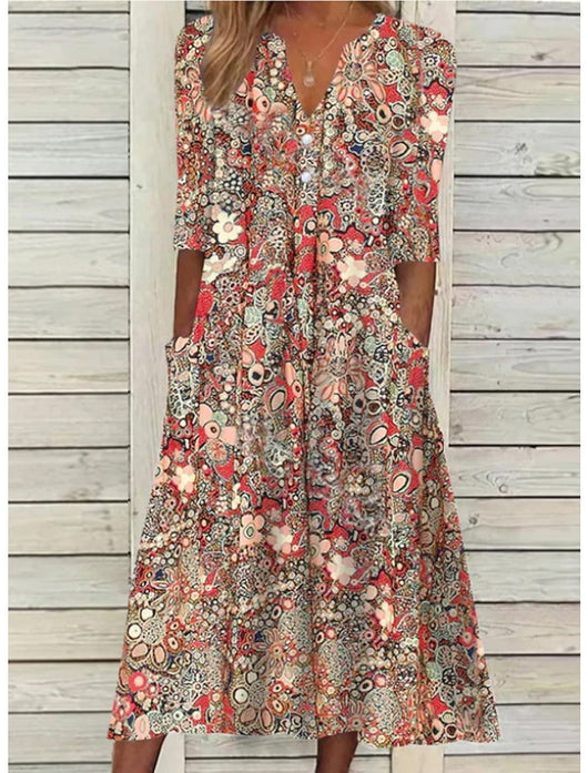 Floral Button-Down Maxi Dress – Elegant Dress | Serafina
