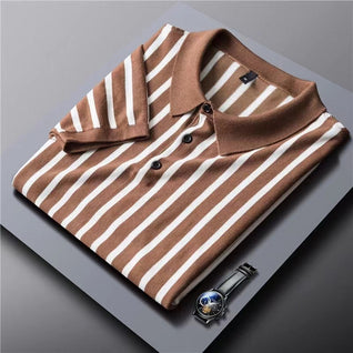 Ravello Striped Viscose Polo Shirt - Lightweight, Soft and Breathable