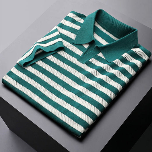 Harlow Striped Viscose Polo Shirt – Soft, Breathable Everyday Style