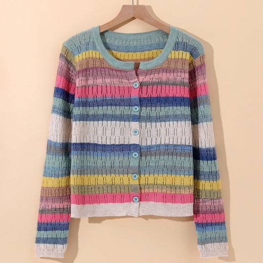 Sorento Striped Cotton Knit Cardigan - Soft, Lightweight Everyday Layer