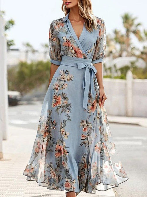 Floral Chiffon Wrap Maxi Dress – Wedding Guest Dress | Liora