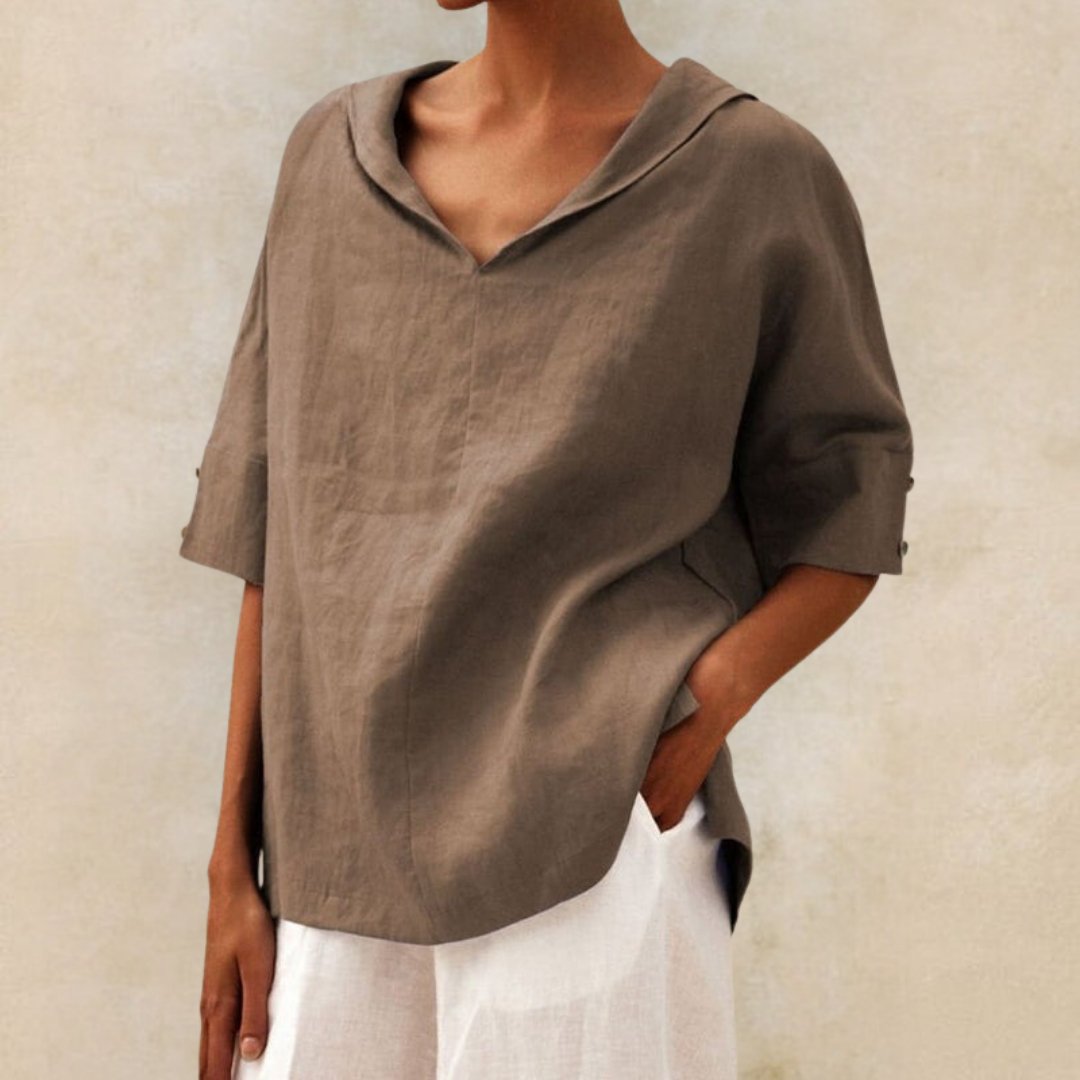 Daniela Spring Relaxed V-Neck Top