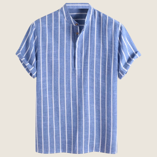 Albert Striped Stand Collar Short-Sleeve Shirt