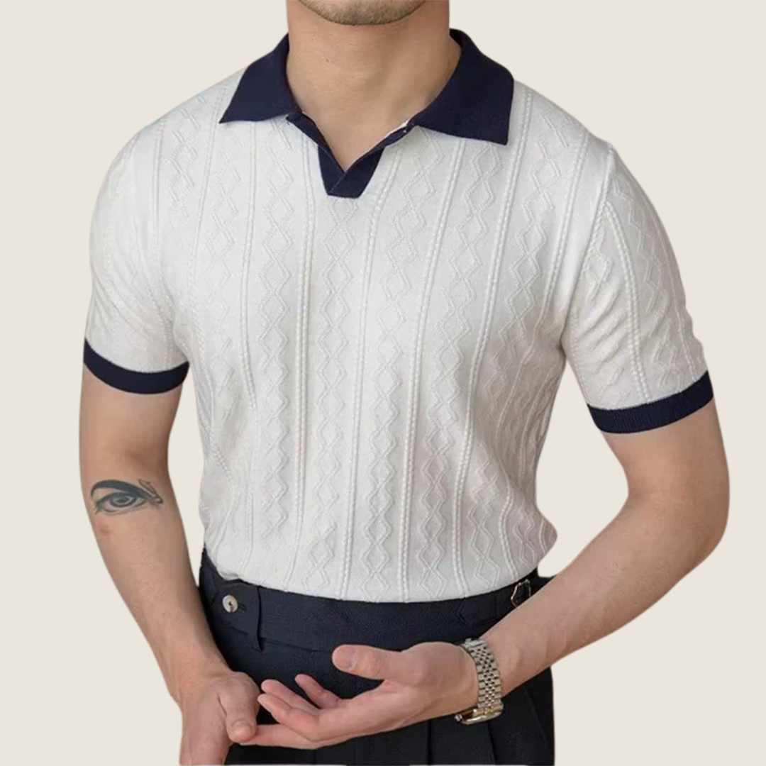 Wilhelm Textured Contrast Collar Polo Shirt