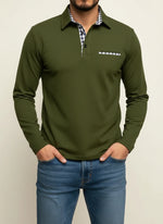 Richard Plaid Trim Long Sleeve Polo