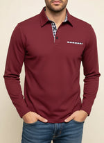 Richard Plaid Trim Long Sleeve Polo