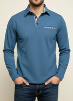 Richard Plaid Trim Long Sleeve Polo
