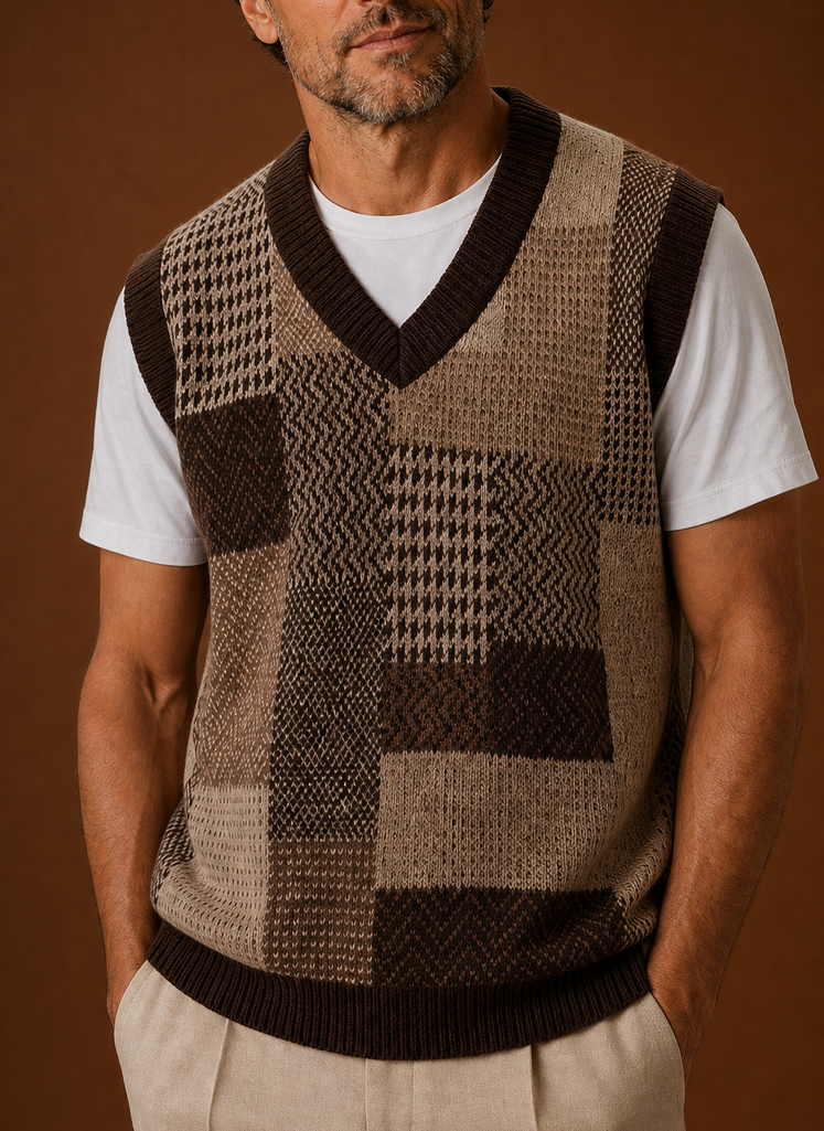Men's V-Neck Knit Sweater Vest | Areleon