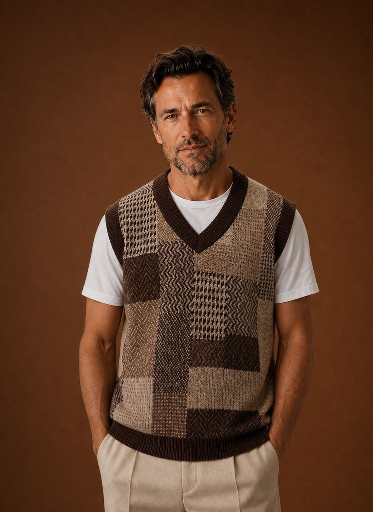 Men's V-Neck Knit Sweater Vest | Areleon