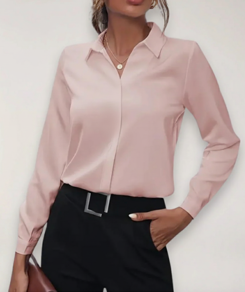 Stefanie Tailored Button-Front Office Blouse