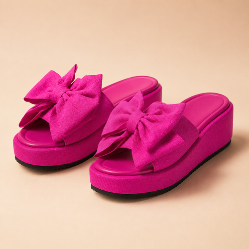 Rosali Platform Bow Slide Sandals - Stylish Bow-Detail Platform Footwear