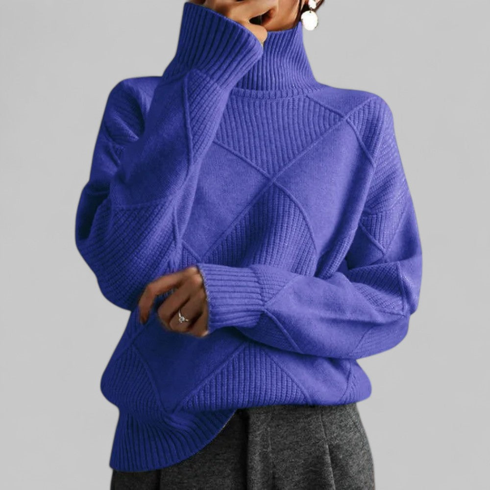 Barbara Oversized Patterned Turtleneck Sweater