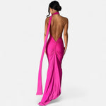Lara One-Shoulder Halter Maxi Dress