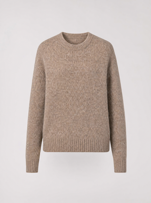 Thatcher speckled knit top in oatmeal brown, product shot