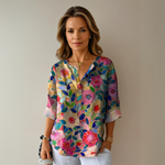 Isabella Floral Print V-Neck Top