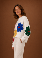 Women's Oversized Knit Sweater - Floral Pullover | Areleon
