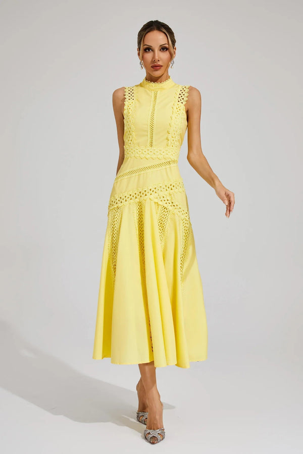 Caroline | Sleeveless Lace Midi Wedding Guest Dress