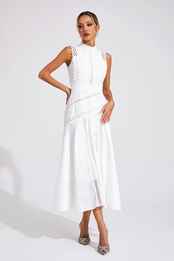 Caroline | Sleeveless Lace Midi Wedding Guest Dress